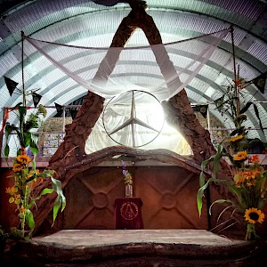 Altar decorated with flowers